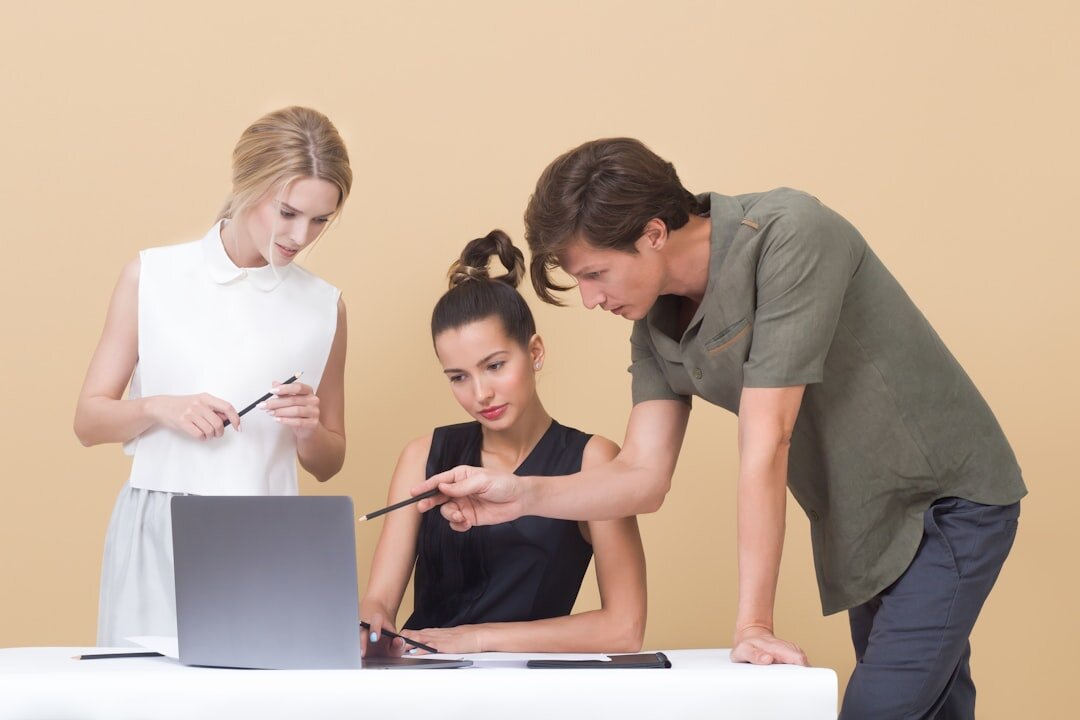 team discussing website project
